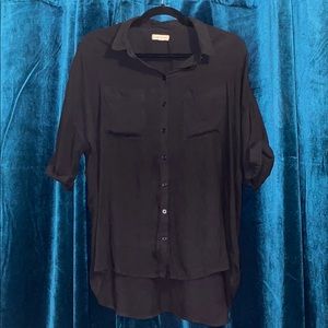 Silence + Noise Black Short Sleeve Button Down